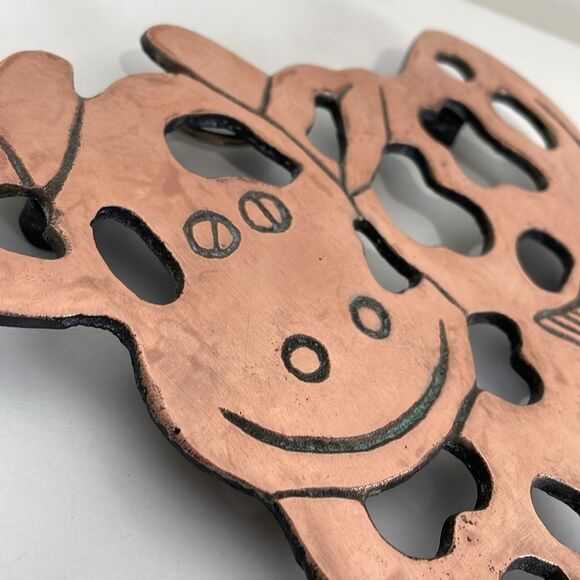 Copper Finished Cast Iron Cow Trivet Hot Plate Country Kitchen 1999 Wall Hanging - Picture 4 of 6